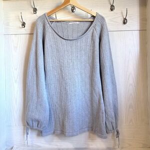 ANNA HOLTBLAD Stockholm Knit Sweater Dress Light Blue Gray Puff Sleeve Size M